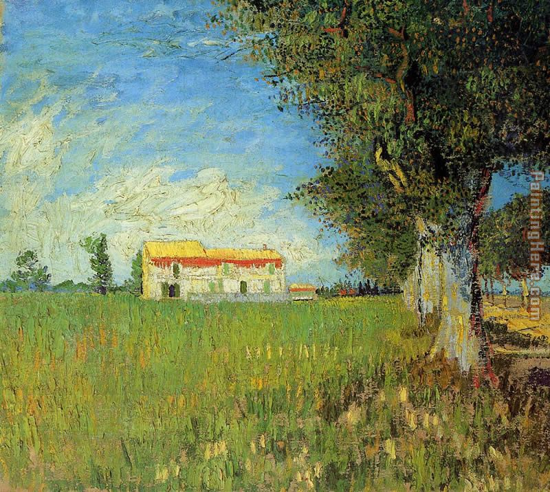 Farmhouses in a Wheat Field painting - Vincent van Gogh Farmhouses in a Wheat Field art painting